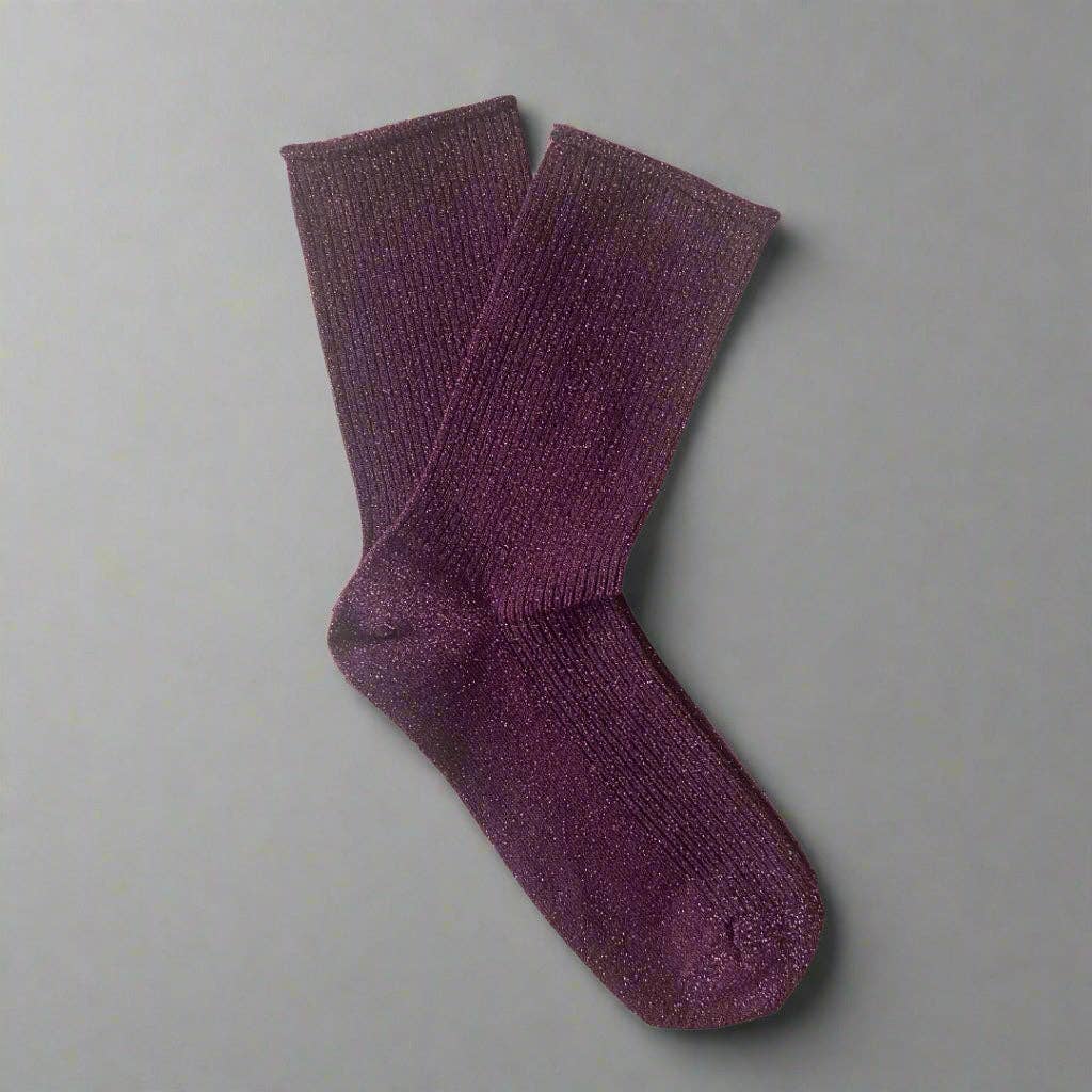 KLUE Glitter Lurex socks - Burgundy wine