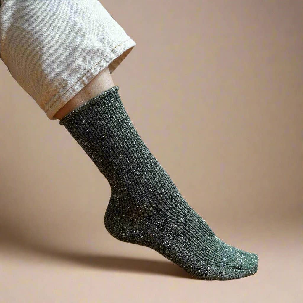 KLUE Glitter Lurex socks - Khaki