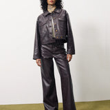 CHERRY Croco vegan pants CHOCOLAT