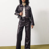 CHERRY Croco vegan pants CHOCOLAT
