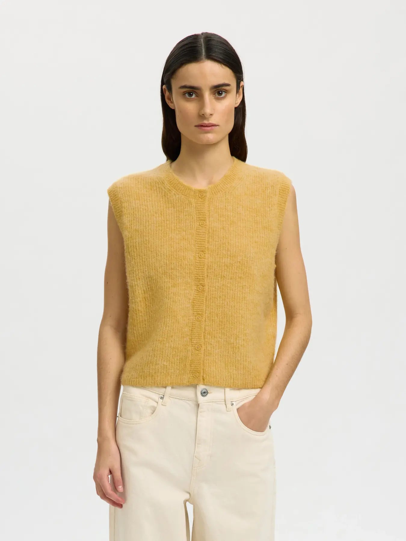 SLFLULU Button O-Neck Ochre