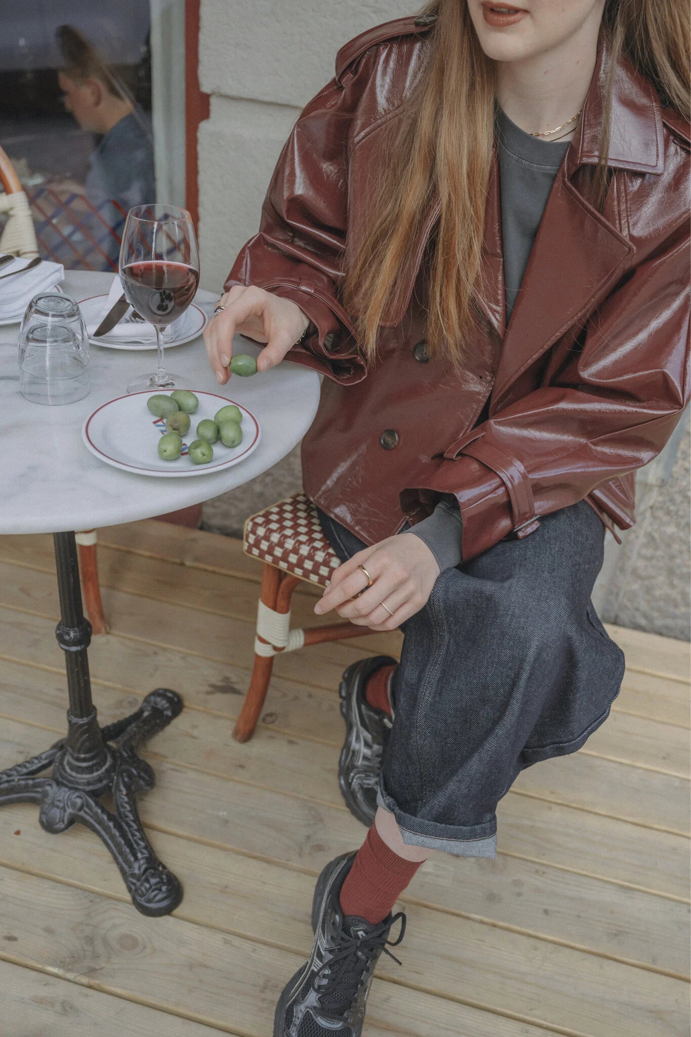 ADRIAAN Vegan Leather Trench BORDEAUX