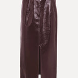 ALEXIA Vegan Leather Midi Skirt BORDEAUX