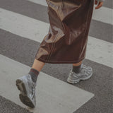 ALEXIA Vegan Leather Midi Skirt BORDEAUX