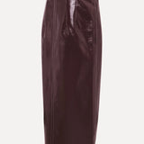 ALEXIA Vegan Leather Midi Skirt BORDEAUX