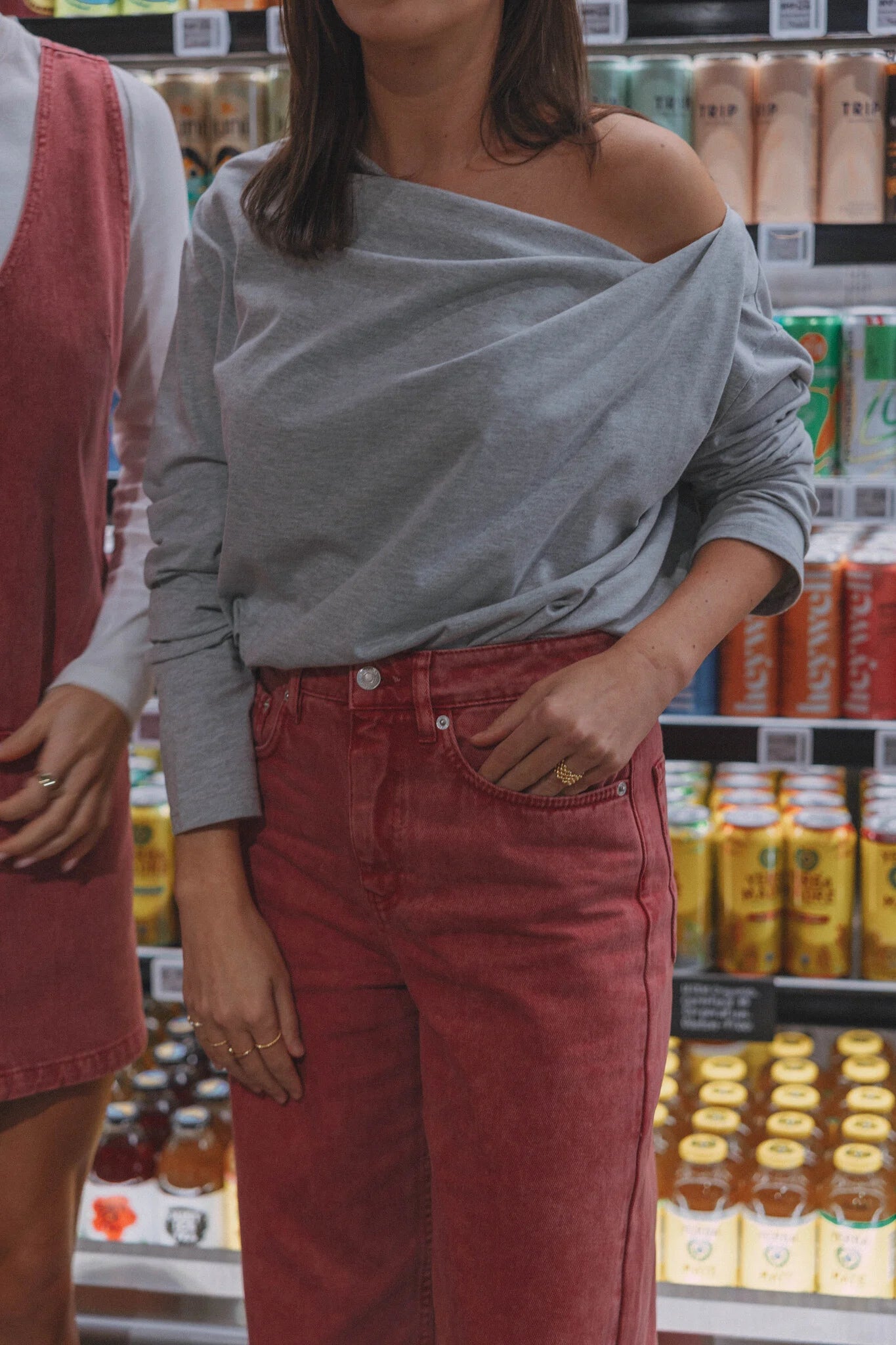NOXY off shoulder longsleeve GREY MELANGE