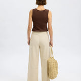 SLFJOHANNE HW Striped pants Birch