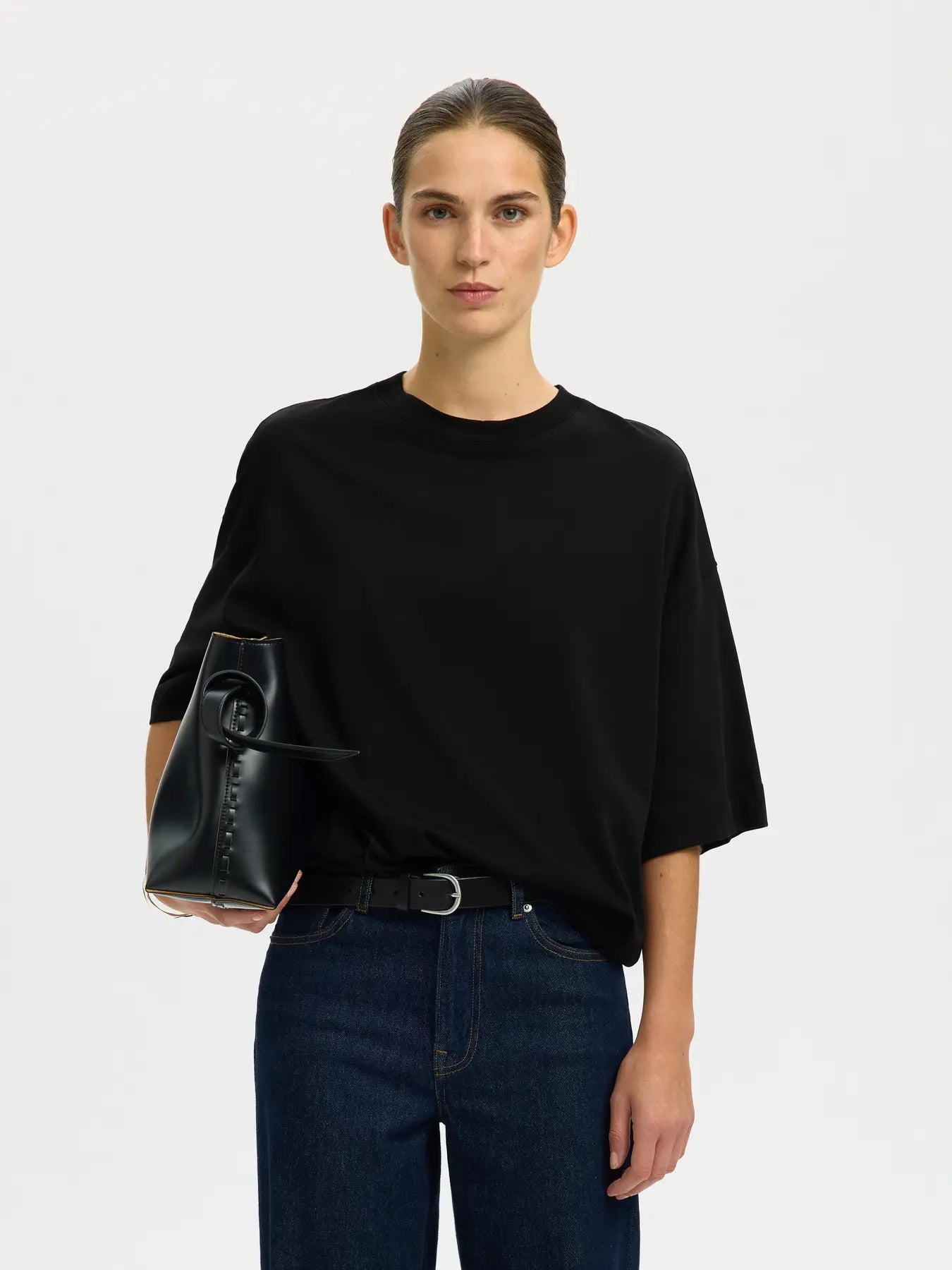 SLWCOL WOMAN 2/4 Oversized tee BLACK