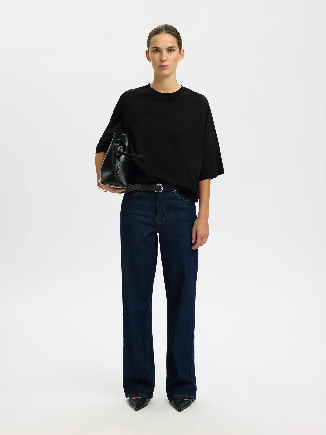 SLWCOL WOMAN 2/4 Oversized tee BLACK