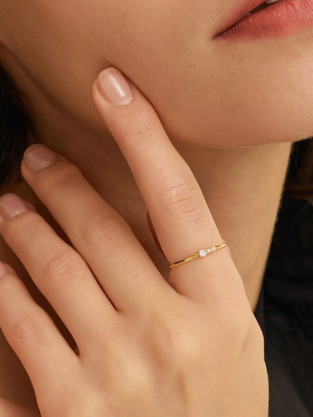 CHLOE Vintage Triple Stone Pink Gold