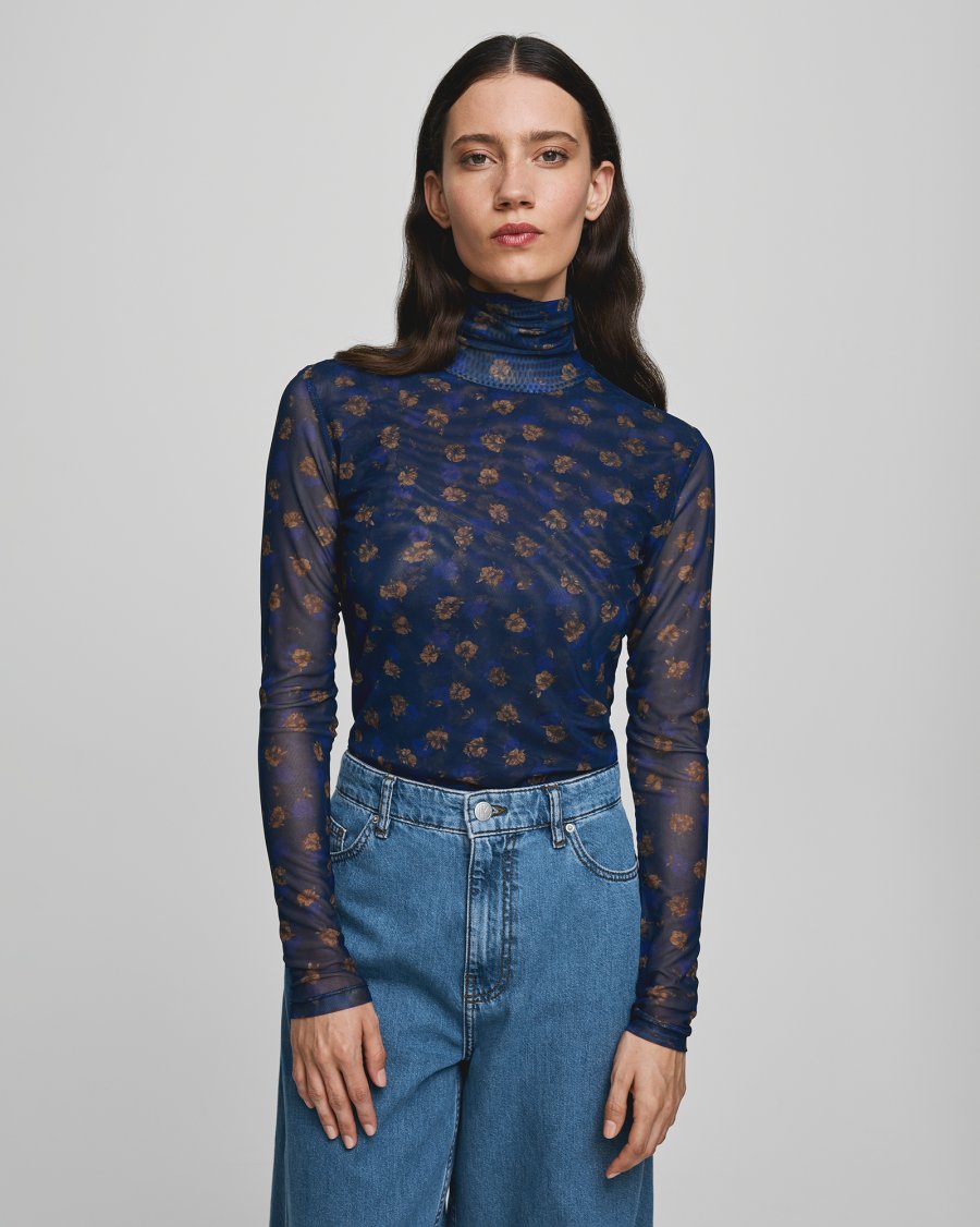 Ginie Illenora LS Top AOP - Mari Blue