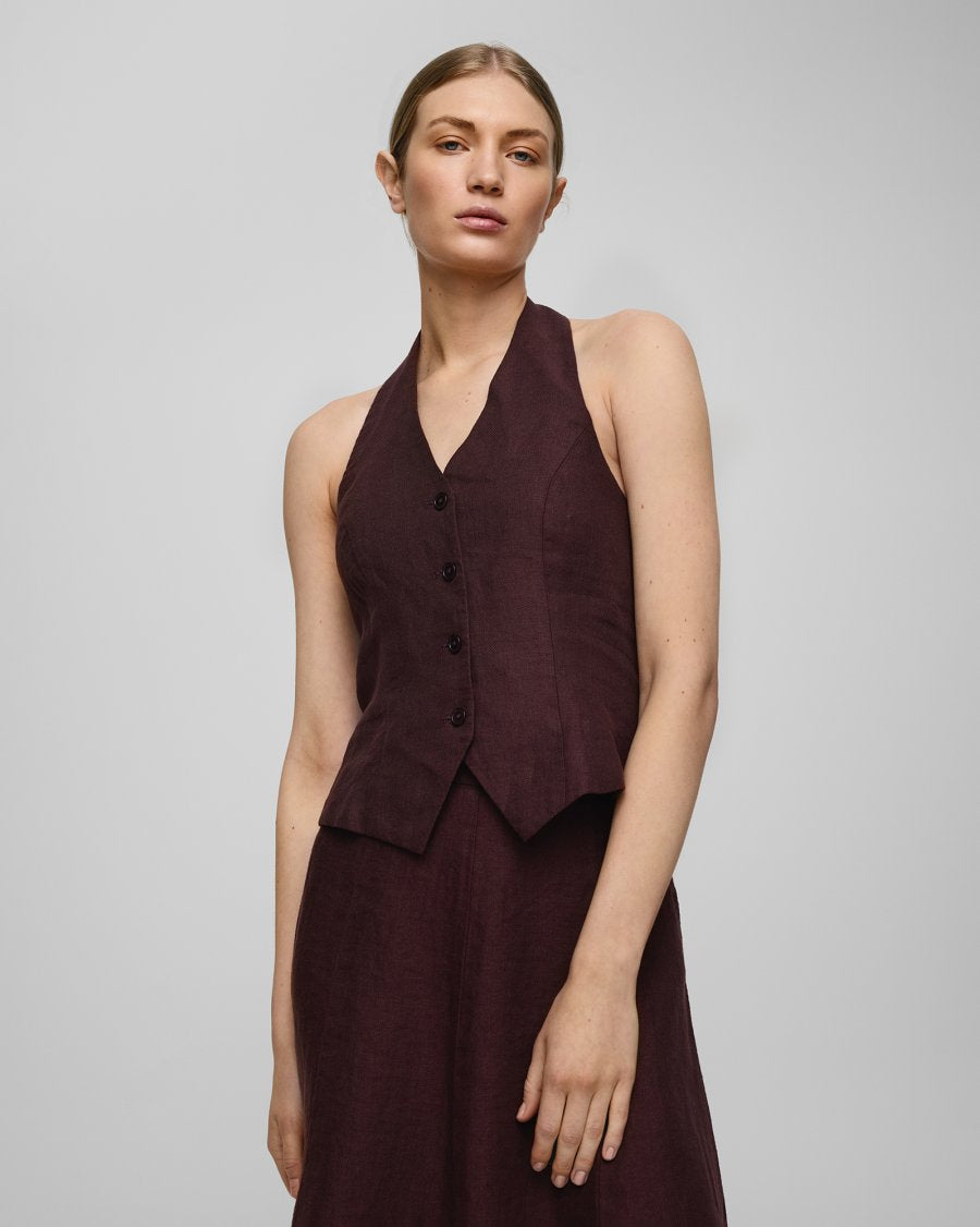 Naira Claritta Halterneck Top FUDGE