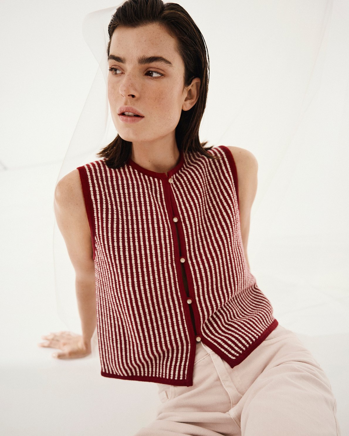 MSCHPRISCILLA vest RHUBARB/SAND