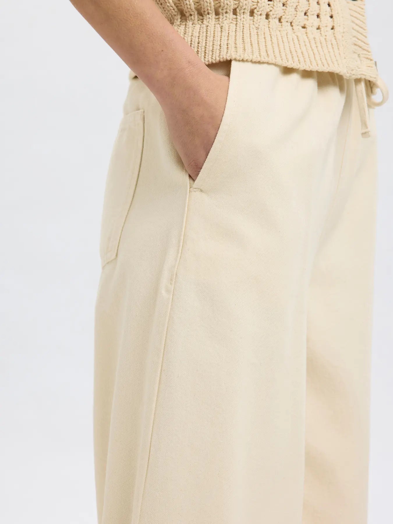 SLFTENNI HW Relaxed Denim Pants Ecru