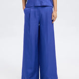 SLFLYRA HW Wide linen pants Dazzling blue