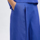 SLFLYRA HW Wide linen pants Dazzling blue