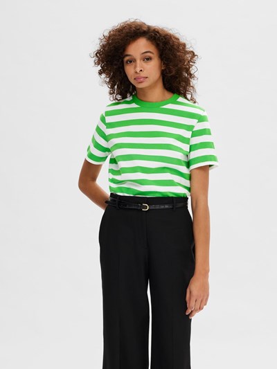 SLFESSENTIAL SS Striped boxy tee