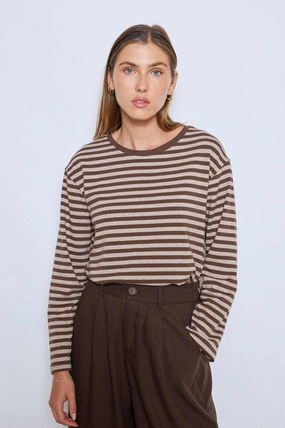 LEA Top Brown Striped