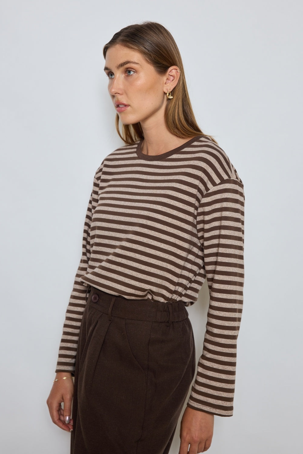 LEA Top Brown Striped