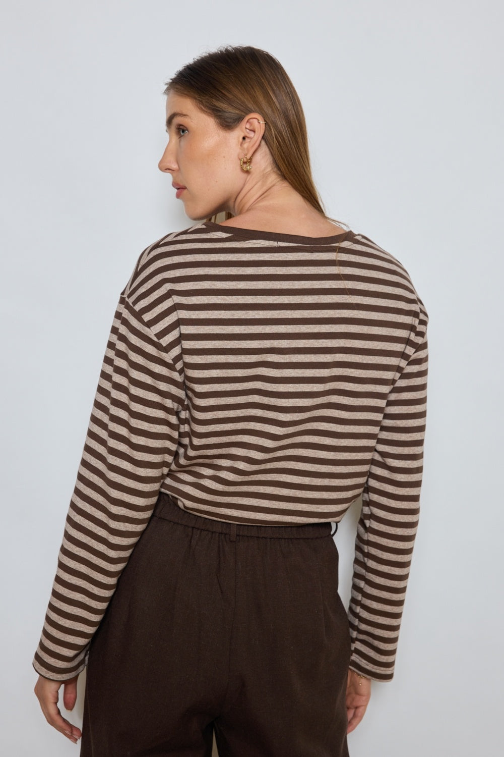 LEA Top Brown Striped
