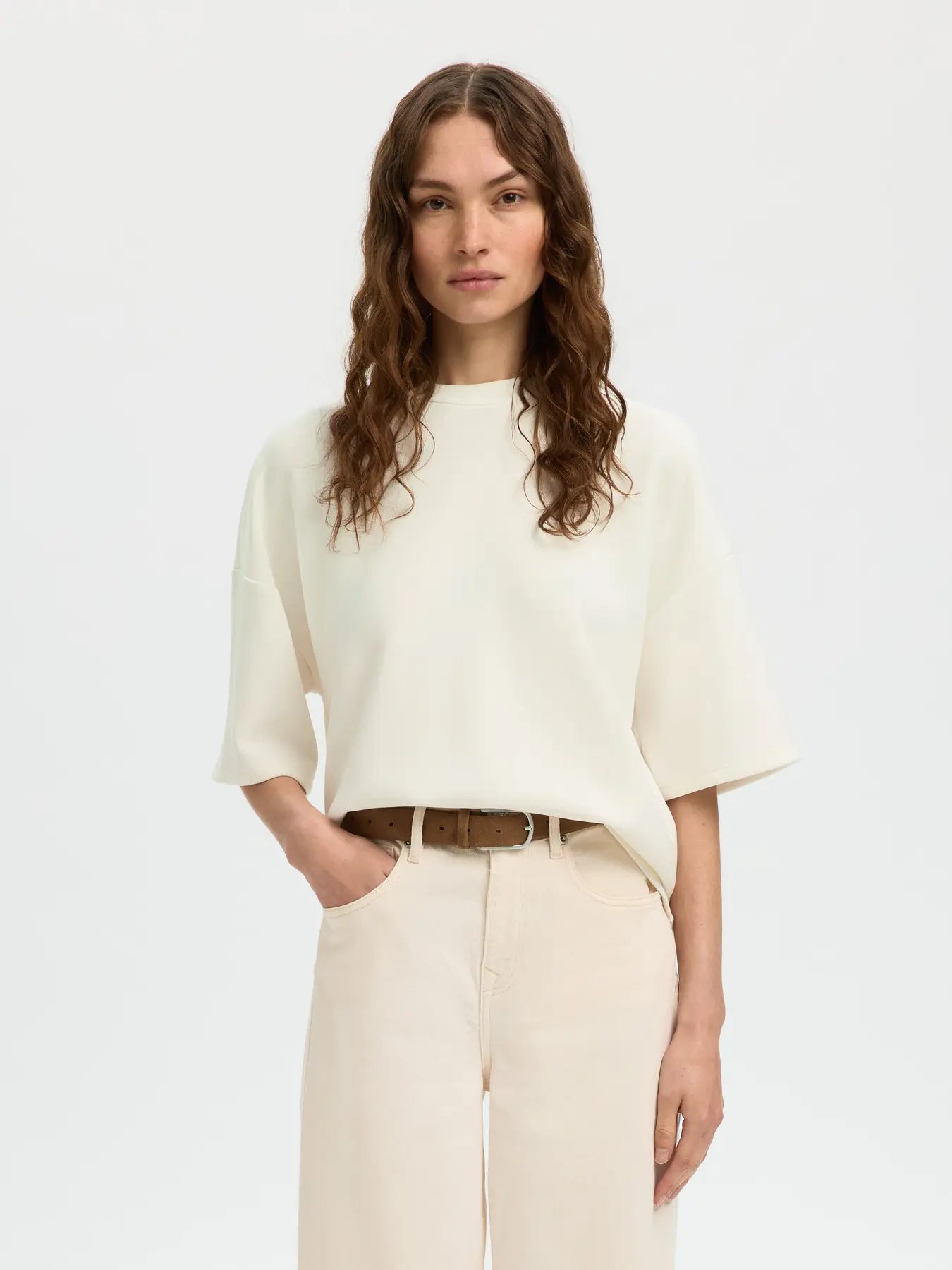 SLWOVERSIZED TENNY Tee - Snow white