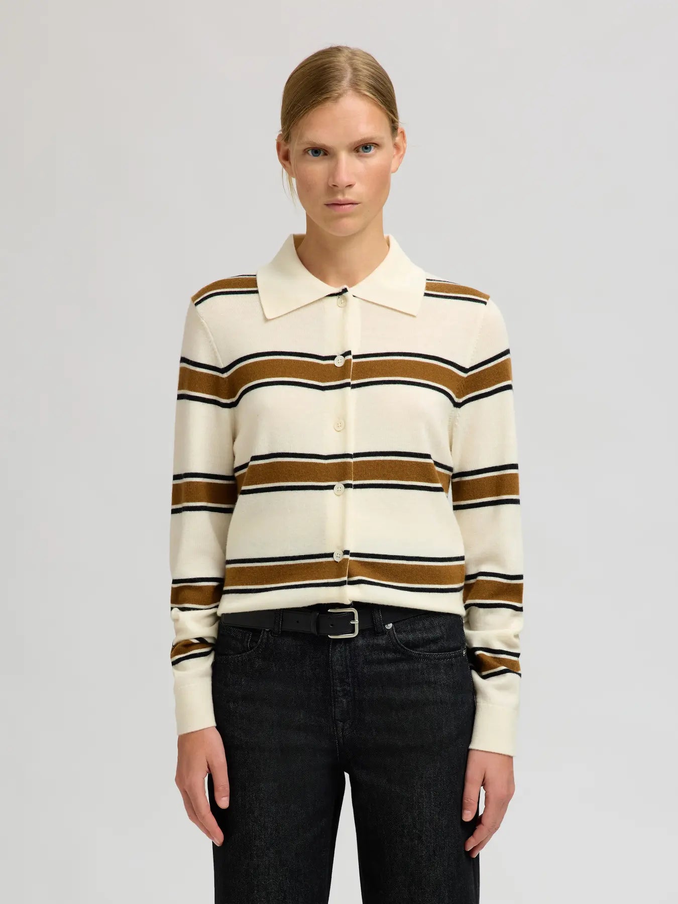 SLFTHEA LS KNIT Egret stripes