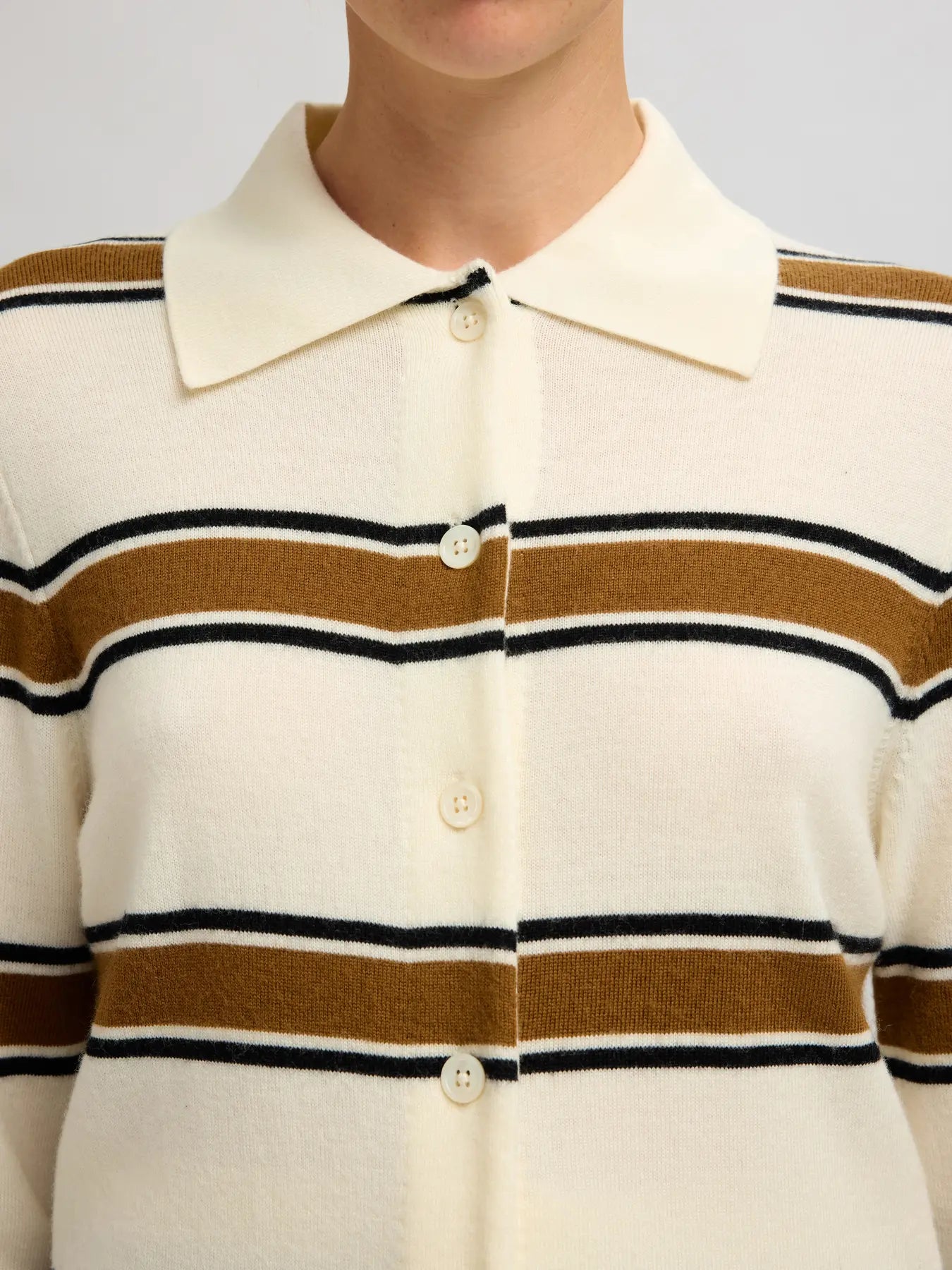 SLFTHEA LS KNIT Egret stripes