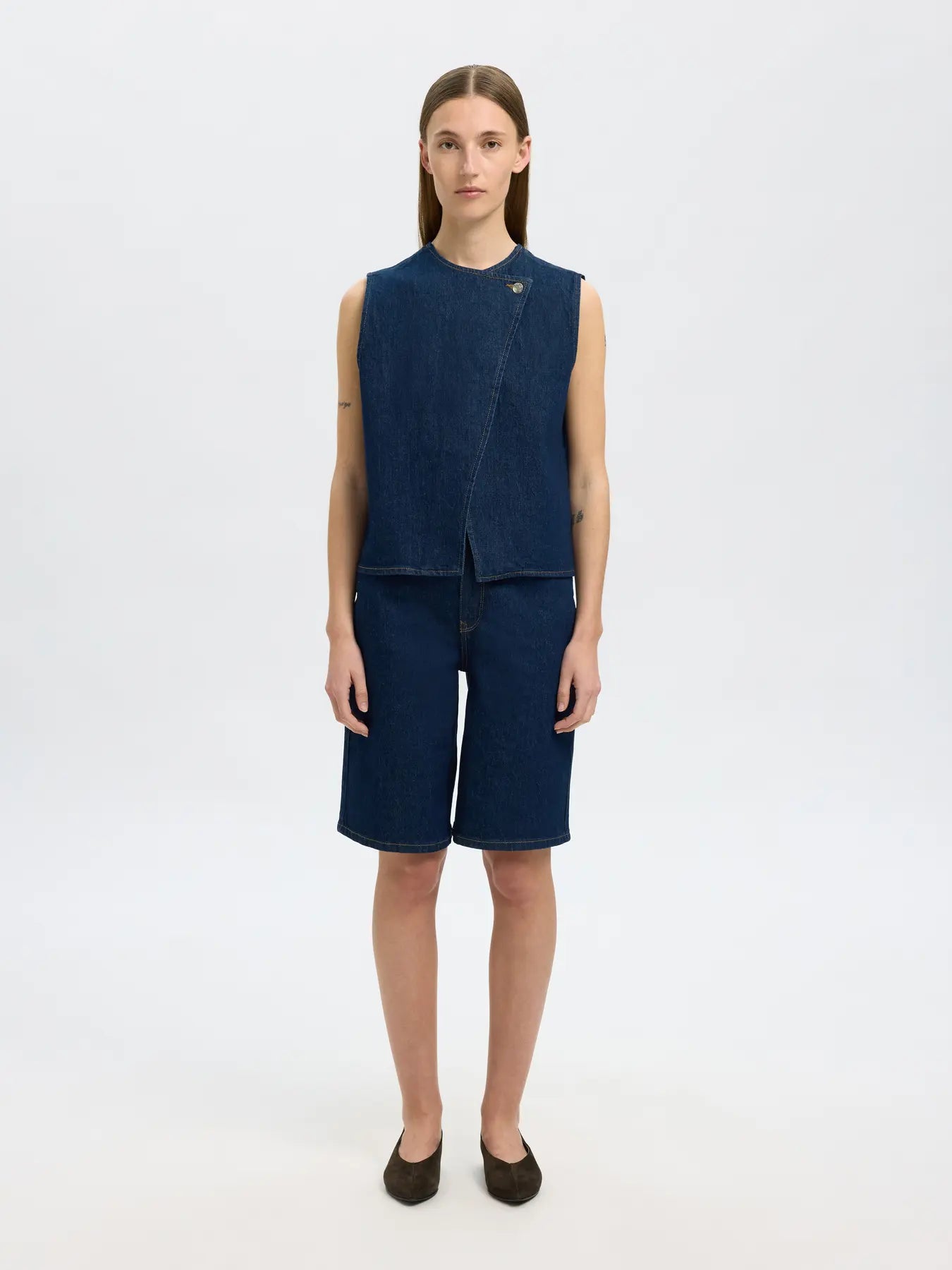 SLFVIDA-KORI Denim vest Dark blue