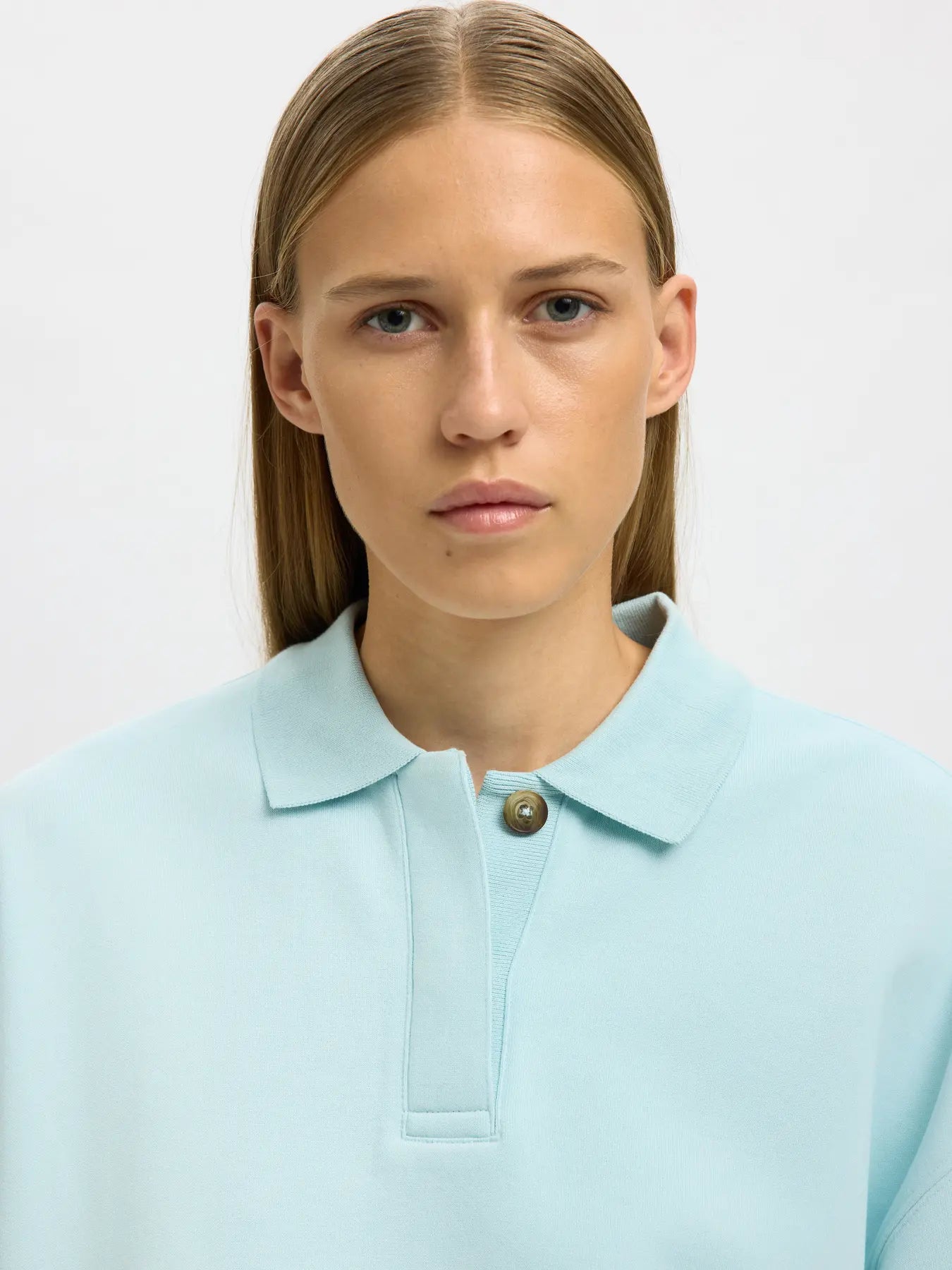 SLFARI GIA LS Polo sweat Blue glow