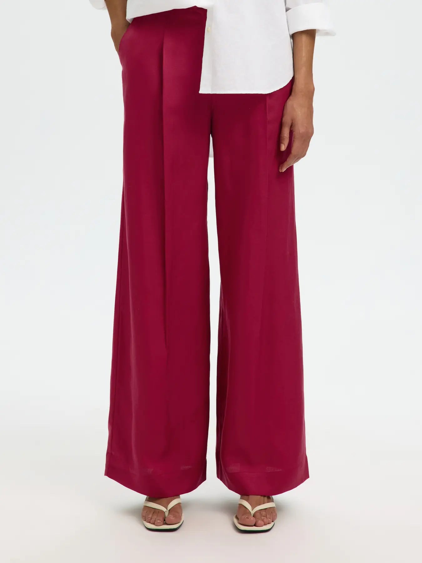 SLWLYRA HW Wide Linen Pants - Anemone