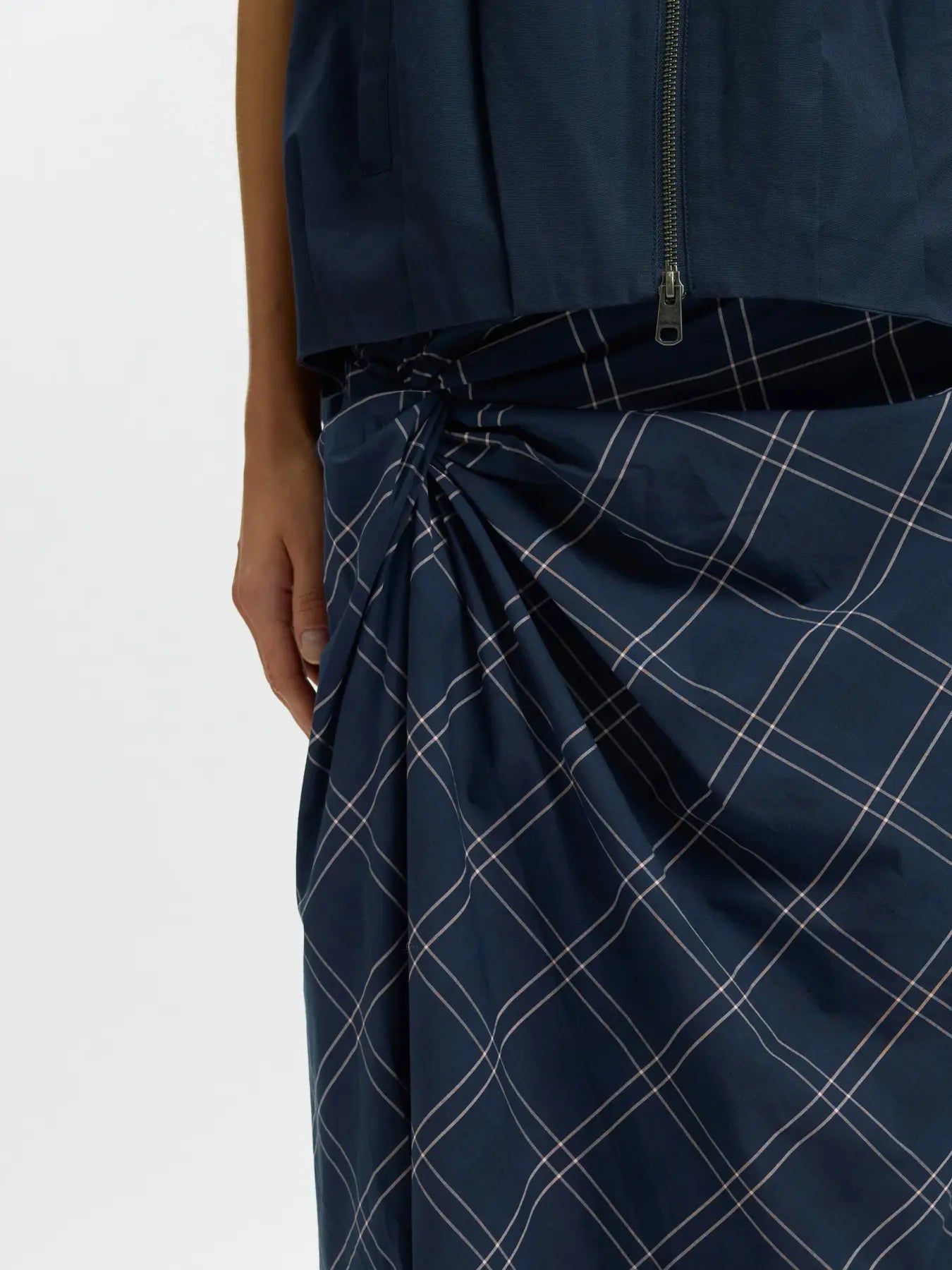 SLWDELIA MW twist detail midi skirt DARK SAPPHIRE