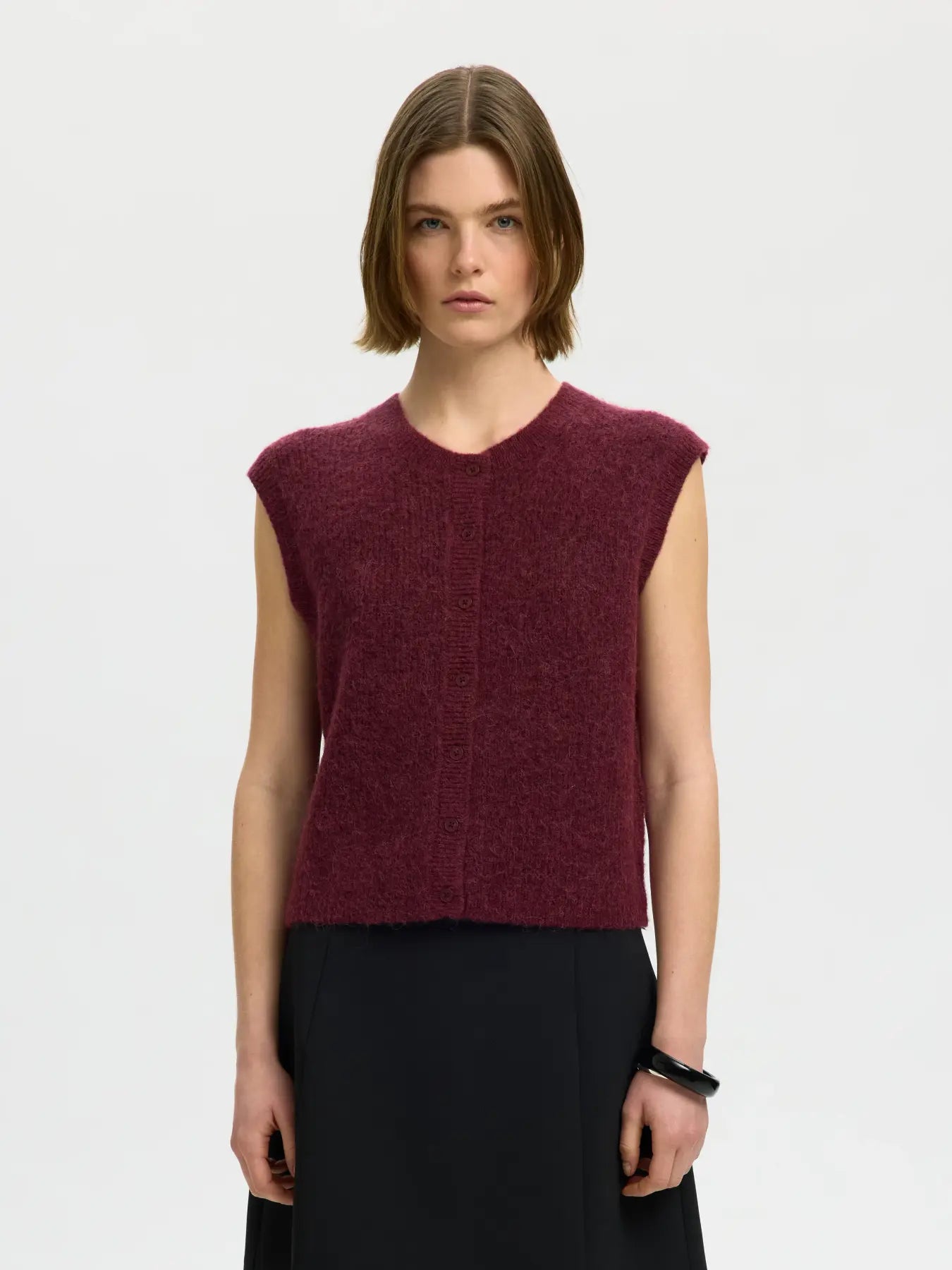 SLWLULU button O-neck vest TAWNY PORT