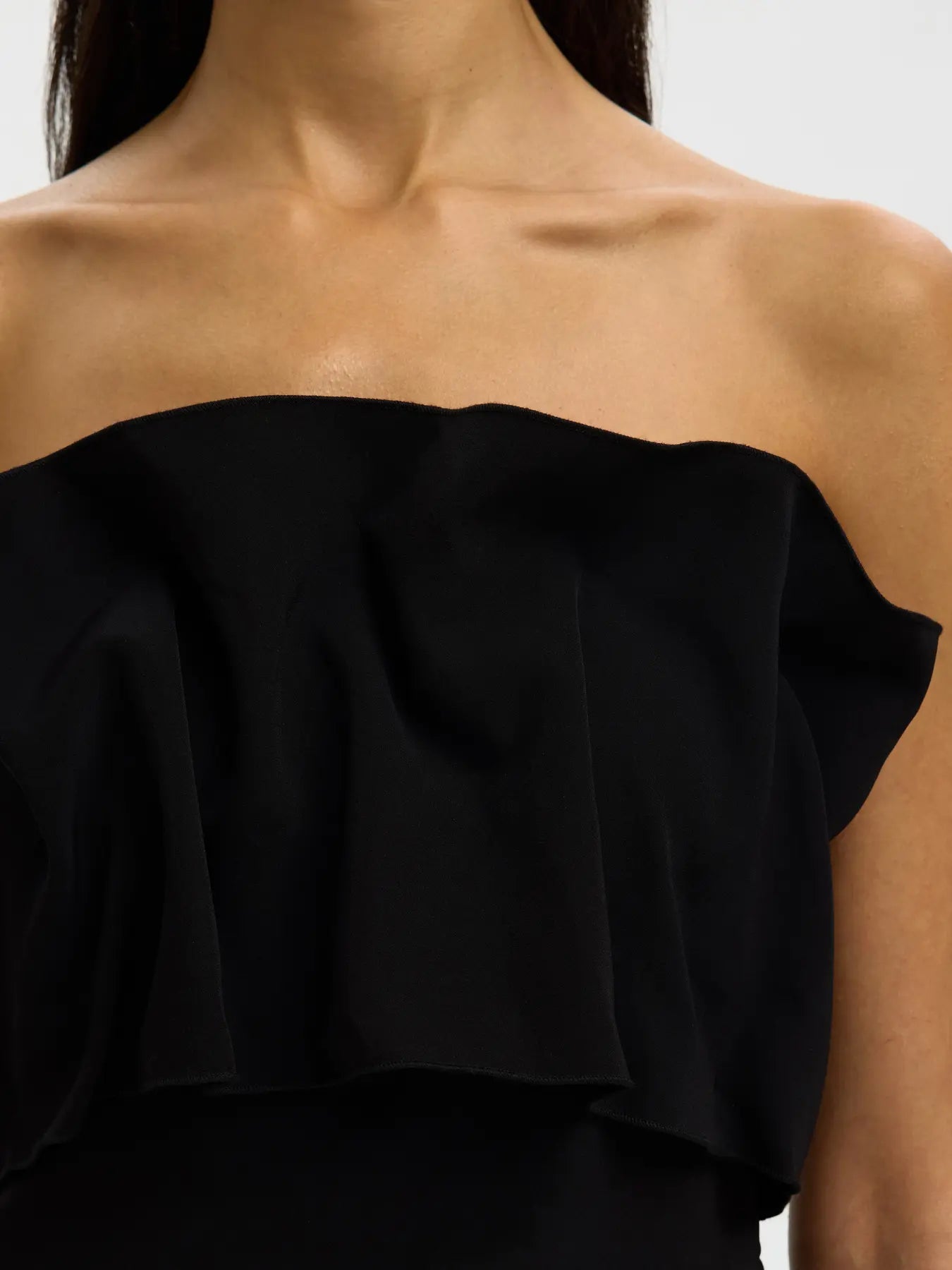 SLFVINELLE pleated bandeau top BLACK