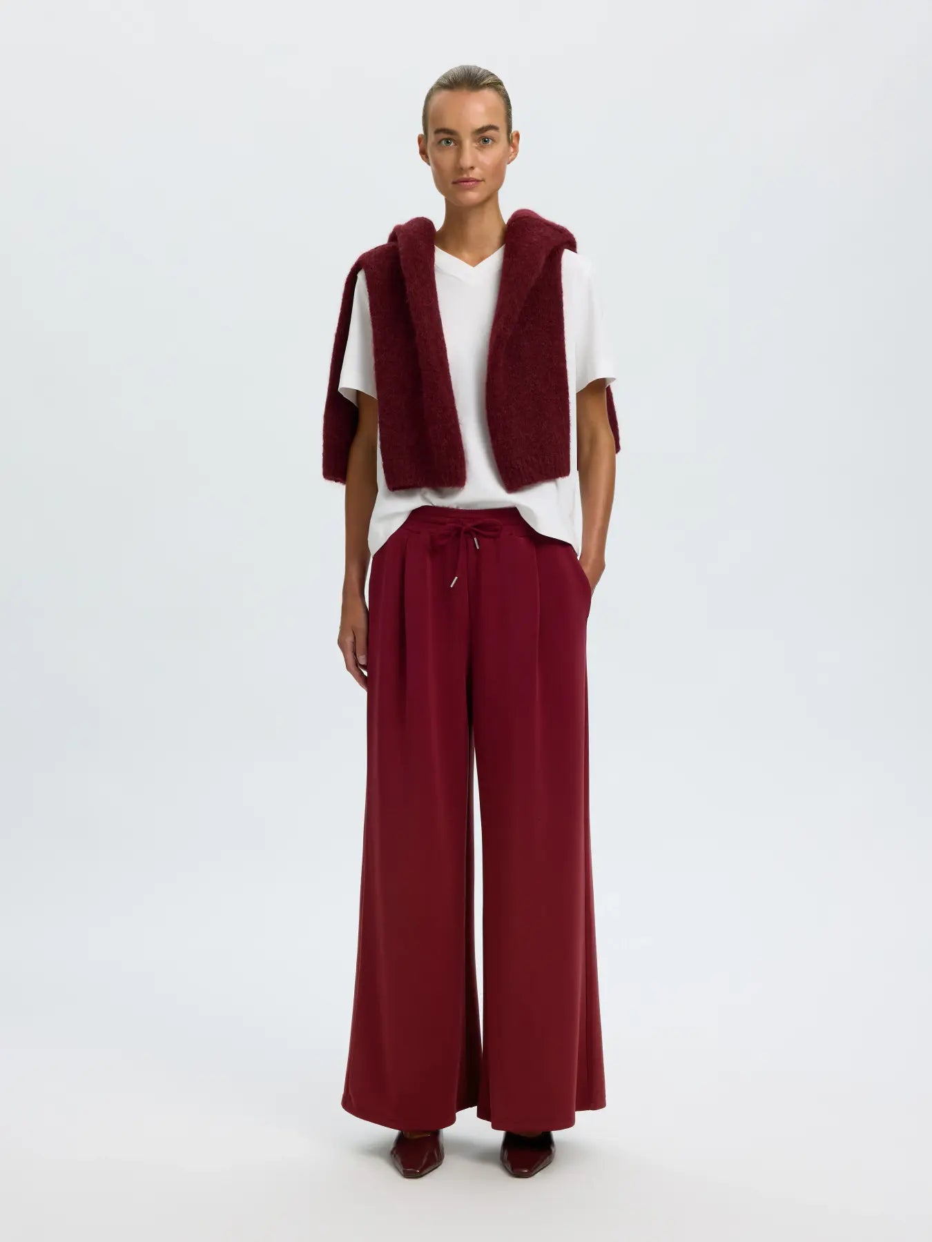 SLWTENNY-KATRINA MW wide pants TAWNY PORT