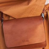 AUDREY mini⎜Camel checkered classic leater
