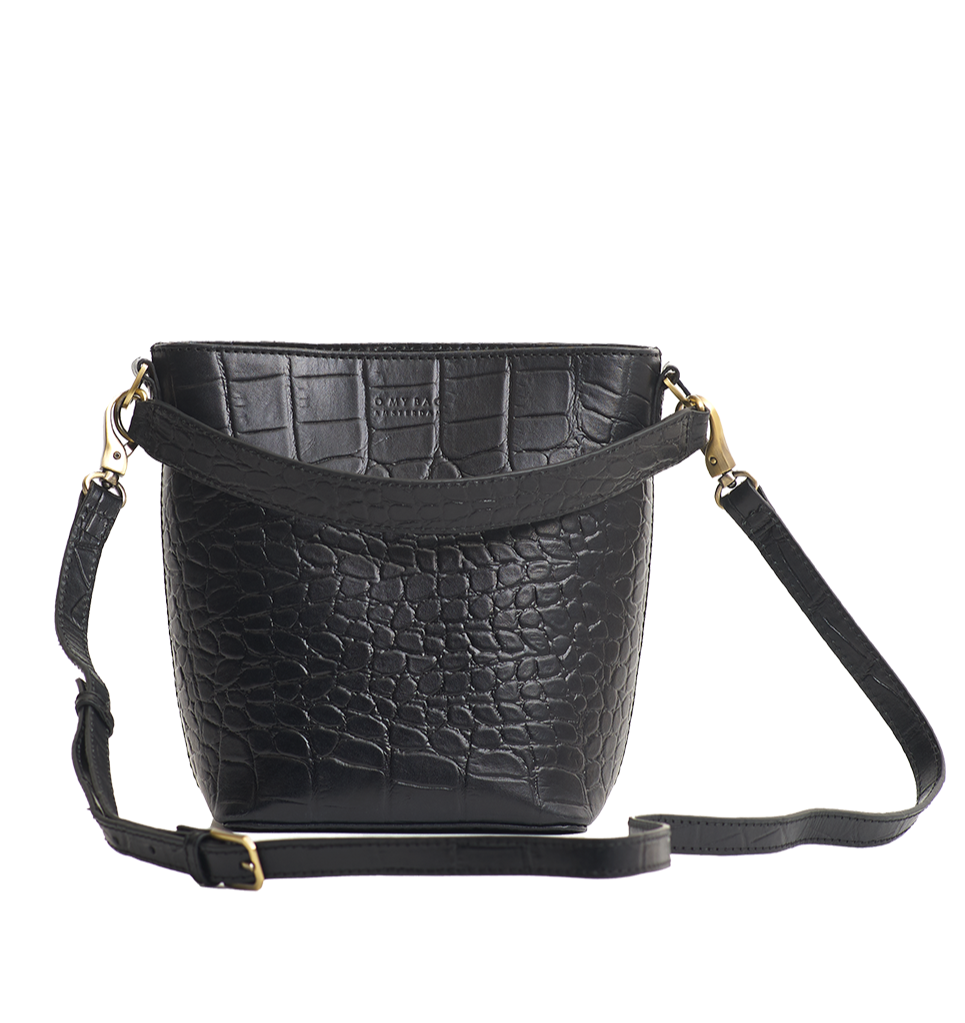 BOBBI bucket bag ⎜Black croco