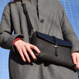 ELLA midi bag⎜Black classic croco leather