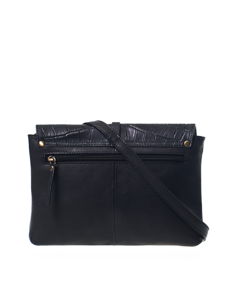 ELLA midi bag⎜Black classic croco leather