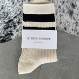 HER VARSITY Socks CREAM BLACK