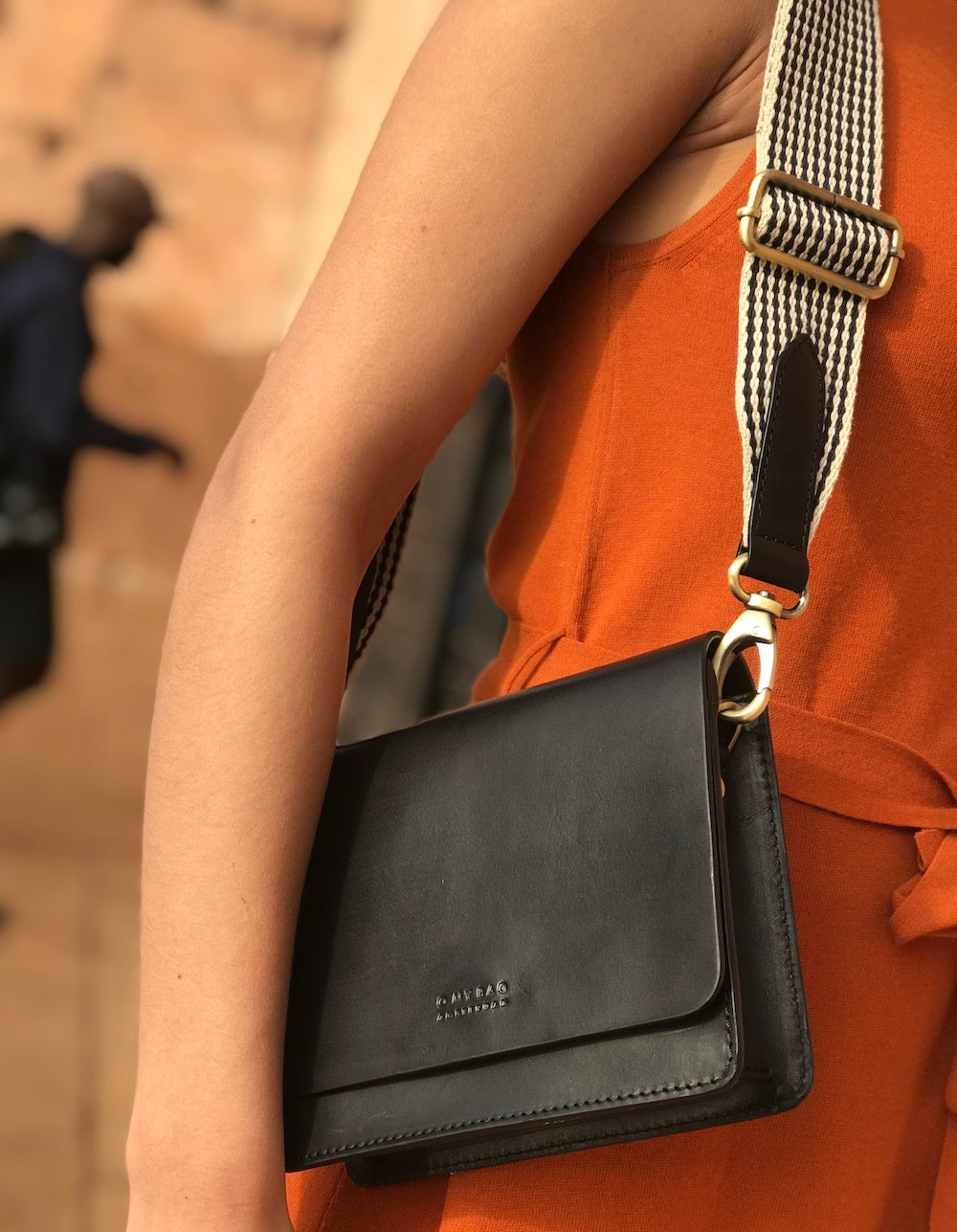 AUDREY mini⎜Black checkered classic leather