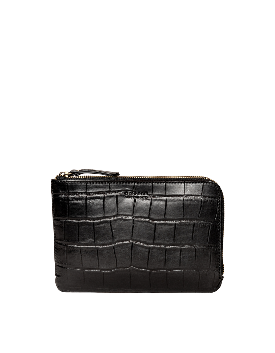 LOLA bag⎜Black soft grain & classic croco